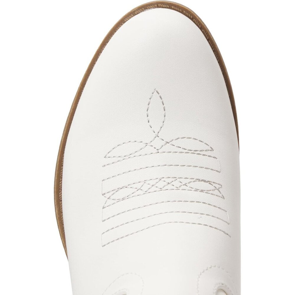 ⚡Kid White Polyurethane Cowboy Pointed Toe Mid-Calf Embroidered Side Zipper Boot - Picture 2 of 6